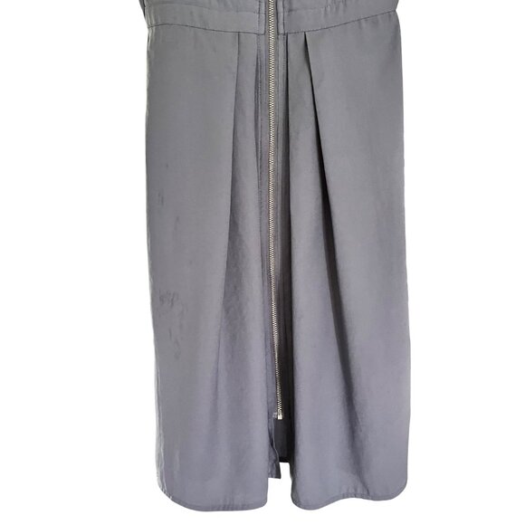 H&M Gray Sleeveless Zip-Front Dress With Pleated Detail & V-Neckline - Size 2 - Picture 5 of 11